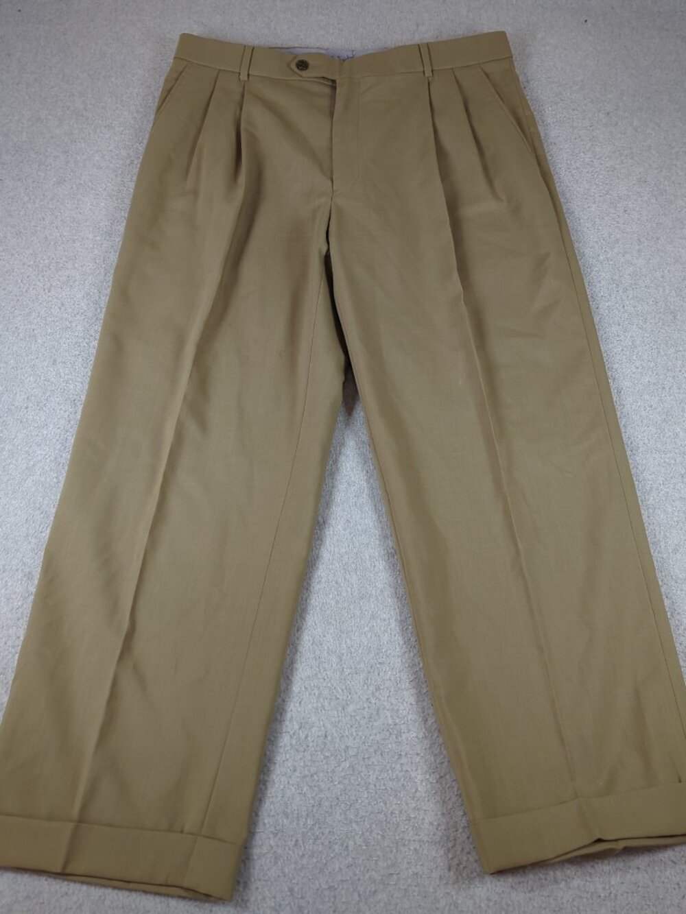 Ballin Dress Pants Men's 34x27 Tan Super 120's Wool Trousers Comfort EZE